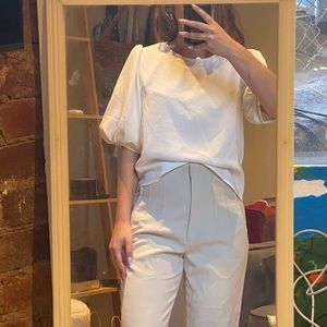 White blouse with puff sleeves